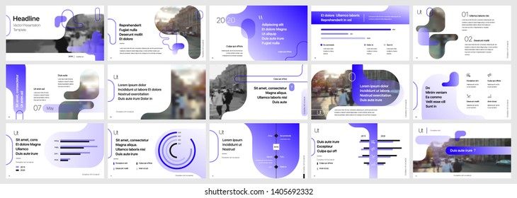 Presentation template, blue and black infographic elements on white background.  Vector slide template for business project presentations and marketing.