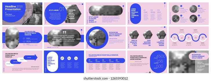 Presentation template. Blue elements for slide presentations on a pink background. Use also as a flyer, brochure, corporate report, marketing, advertising, annual report, banner. Vector