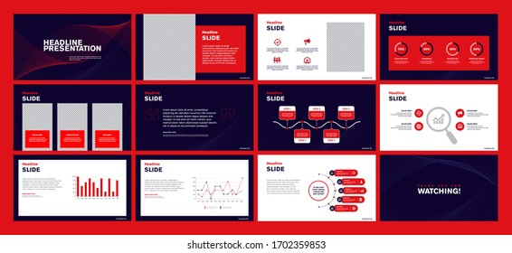 Presentation Template Blue and Red Color Vector. Infographic Elements, Business, Startup Template Presentation Design