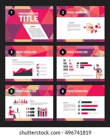 Presentation template with business infographics and character illustrations