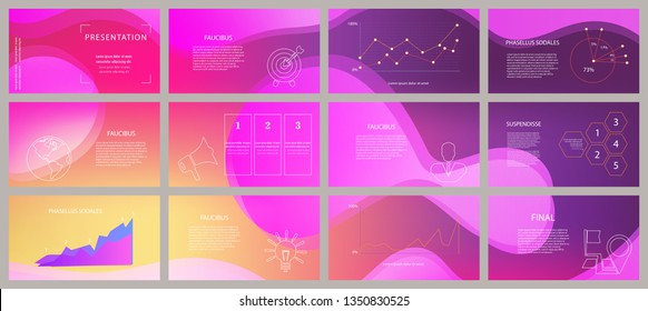 Presentation template. Colorful geometric shape. Elements for slide presentations on a color background. 
