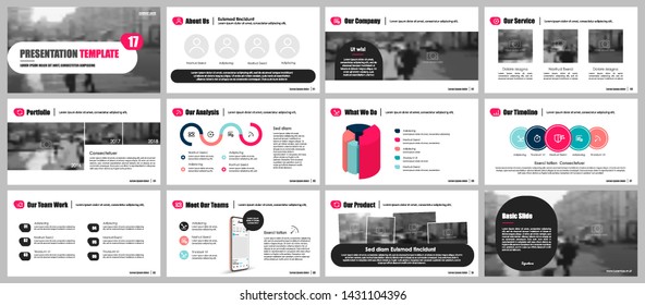 Presentation template, colorful infographic elements on white background.  Vector slide template for business project presentations and marketing.