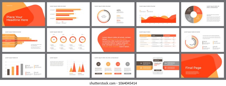 Presentation Template design. Business data graphs. Vector financial and marketing charts.