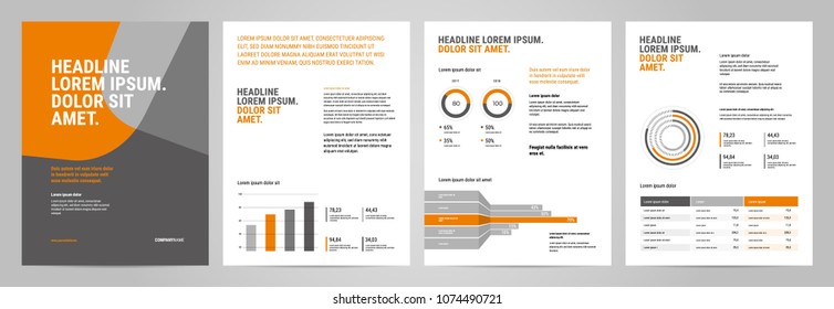 Presentation Template design. Business data graphs. Vector financial and marketing charts.