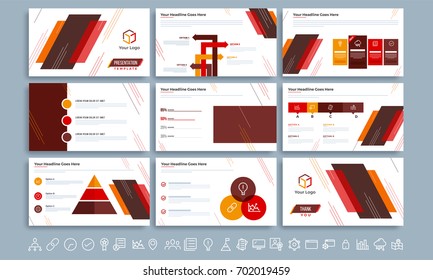 Presentation Template design with infographic elements and web symbols for leaflet, annual report, book cover, brochure and flyer layout.