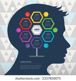 Plantilla de presentación. Diagrama. Concepto de presentación de negocios con 6 opciones. Infografía vectorial de tecnología o proceso educativo.