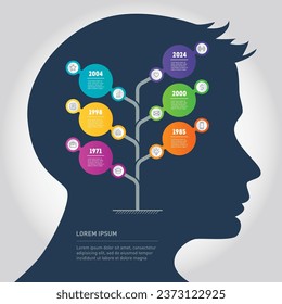 Presentation Template. Diagram or timeline. Business presentation concept with six options. Vector infographic of technology or education process.