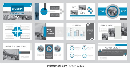 Presentation template. Elements for slide presentations. Use also as a flyer, brochure, corporate report, marketing, advertising, annual report, banner.Blue, gray.