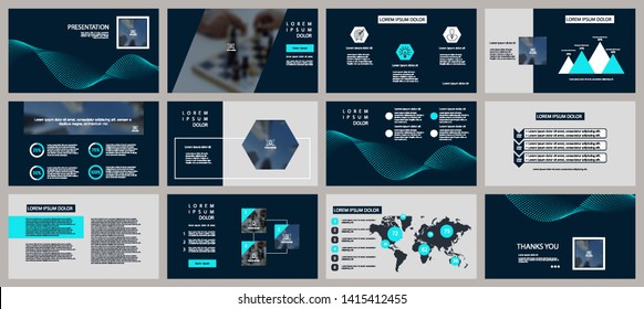 Presentation template. Elements for slide presentations on dark background. Flyer, brochure, corporate report, marketing, advertising, annual report, banner