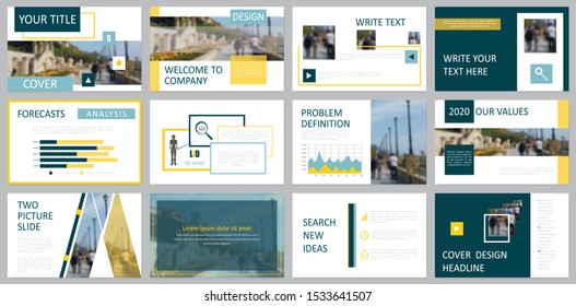 Presentation template. Elements for slide presentations. Use also as a flyer, brochure, corporate report, marketing, advertising, annual report, banner. Yellow,blue.