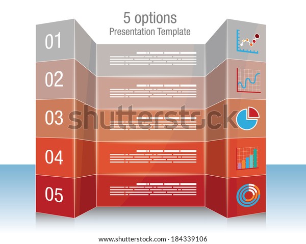 Presentation\
template with five options and\
icons