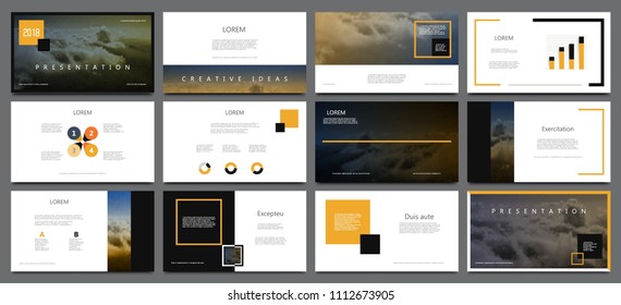 Presentation template for flyer, brochure, product, promotion, advertising,  report, banner, business, modern style on black and yellow color background. vector illustration