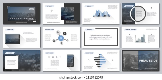 Presentation template for flyer, brochure, product, promotion, advertising,  report, banner, business, modern style on black and blue color background. vector illustration