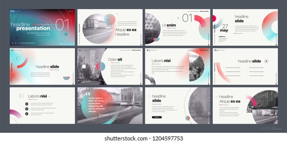 Presentation template. Gradient elements for slide presentations on a white background. Use also as a flyer, brochure, corporate report, marketing, advertising, annual report, banner. Vector