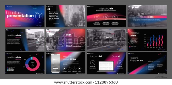 Presentation template. Gradient elements for slide\
presentations on a black background. Use also as a flyer, brochure,\
corporate report, marketing, advertising, annual report, banner.\
Vector