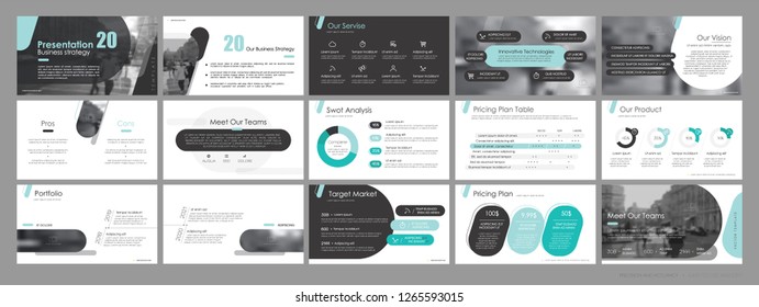 Presentation template. Green black elements for slide presentations on a white background. Use also as a flyer, brochure, corporate report, marketing, advertising, annual report, banner. Vector