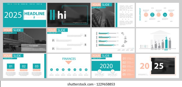Presentation template. Green, orange, white background. Multipurpose template for slides, business infographics. Postcard, flyer,corporate report, marketing, advertisement,annual report,digital,vector