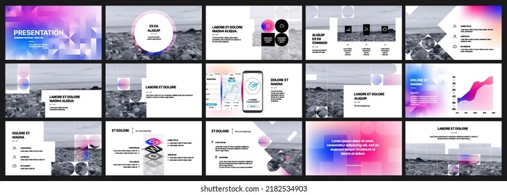 Presentation template, infographic elements on white background. Vector slide template for business project presentations and marketing.