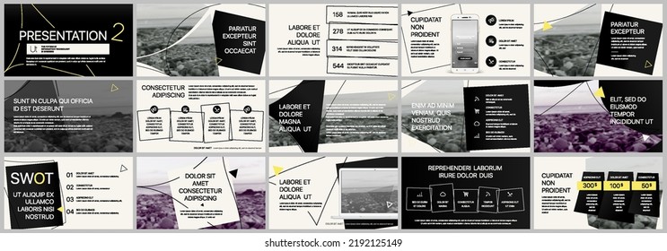 Plantilla de presentación, elementos infográficos sobre fondo blanco. Plantilla de diapositiva de vectores para presentaciones y marketing de proyectos empresariales.