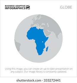 Presentation template with map of Africa on Earth globe