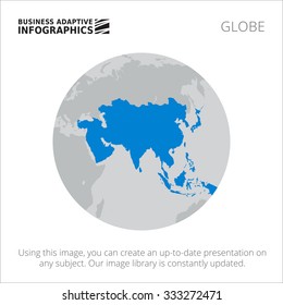 Presentation template with map of Asia on Earth globe
