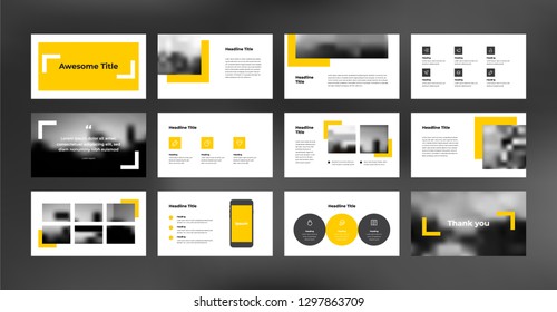 Presentation template with minimal and modern design style. Yellow color theme. Suitable for any project purpose like company profile, brochure, proposal, annual report and advertising.