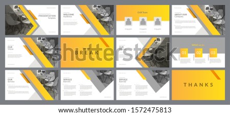 Presentation template with minimal and modern design style. Gradient Yellow color theme. Suitable for any project purpose like company profile, brochure, proposal, annual report and advertising.