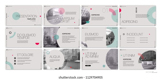 Presentation template. Minimalist elements for slide presentations on a white background. Use also as a flyer, brochure, corporate report, marketing, advertising, annual report, banner. Vector