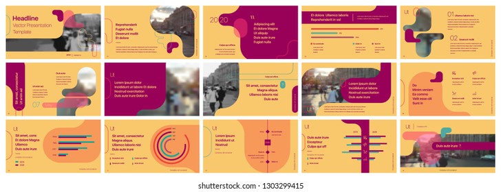 Presentation template. Minimalist elements for slide presentations on a yellow background. Use also as a flyer, brochure, corporate report, marketing, advertising, annual report, banner. Vector