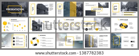 Presentation template, orange and black infographic elements on white background.  Vector slide template for business project presentations and marketing. ストックフォト © 