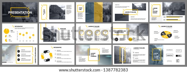 Presentation template,\
orange and black infographic elements on white background.  Vector\
slide template for business project presentations and\
marketing.