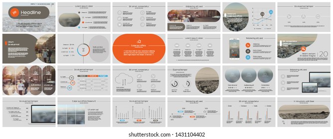 Presentation template, orange infographic elements on white background.  Vector slide template for business project presentations and marketing.