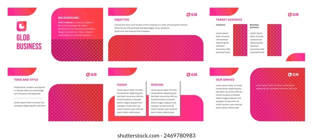 Plantilla de presentación con color naranja y rosa para negocios, finanzas, empresa y etc