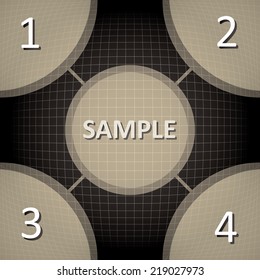 Presentation template with oval elements and a 3d grid