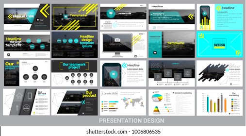 presentation template for promotion, advertising, flyer, brochure, product, report, banner, business, modern style on black and cyan background. vector illustration
