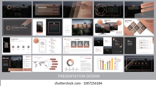presentation template for promotion, advertising, flyer, brochure, product, report, banner, business, modern style on black and brown color background. vector illustration