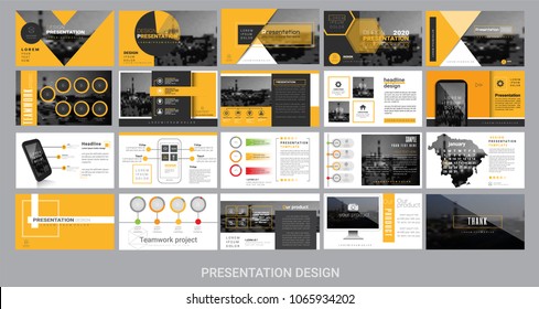 presentation template for promotion, advertising, flyer, brochure, product, report, banner, business, modern style on black and yellow color background. vector illustration