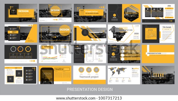 プロモーション 広告 チラシ パンフレット 製品 レポート バナー ビジネス 黒と黄色の背景 にモダンスタイルのプレゼンテーションテンプレート ベクターイラスト のベクター画像素材 ロイヤリティフリー