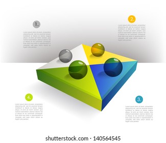  Presentation template rectangle graph with a 3D glass balls. Pie chart diagram. Infographics web elements.