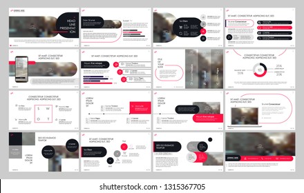 Presentation template. Red elements for slide presentations on a white background. Use also as a flyer, brochure, corporate report, marketing, advertising, annual report, banner.