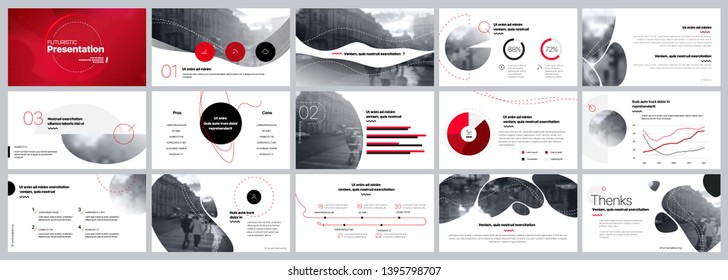 Presentation template. Red Elements for slide presentations on a white background. Use also as a flyer, brochure, corporate report, marketing, advertising, annual report, banner. Vector