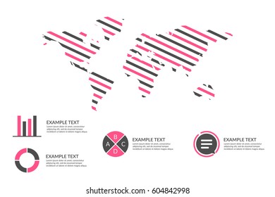 Presentation template with world map and icons