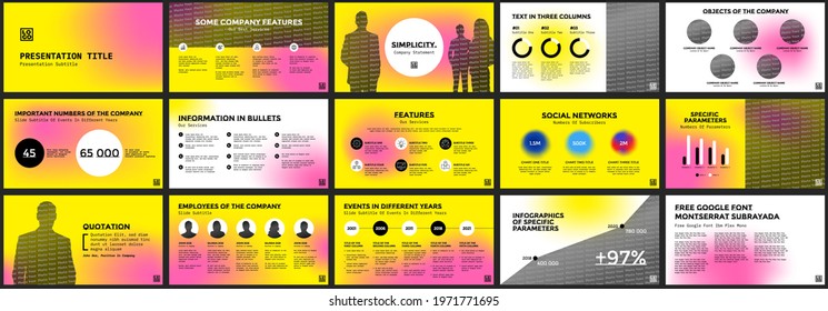Presentation template, yellow pink abstract gradient. For Power Point, ppt, or Keynote layout. Vector infographic. For Business presentation or proposal, leaflet, corporate annual report