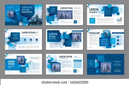 Presentation Templates, Abstract Blue 3D Cube Blocks Background Vector Template Brochures, Think Outside The Box Concept, Infographic Elements Template Design For Present, Flyer, Leaflet, Booklet