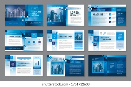 Presentation Templates, Abstract Geometric Pixel Background vector Template Brochures, Business ideas, Infographic elements Template design set for Present, flyer, leaflet, Booklet, annual report.