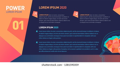 Presentation templates Cover Work brain research statistics report company clinic bright contrast graph infographics. Use for modern keynote presentation background, brochure design, website slider.