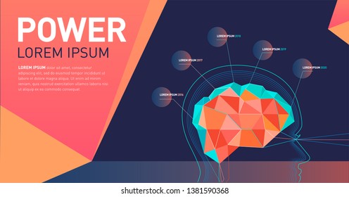 Presentation templates Cover Work brain research statistics report company clinic bright contrast graph infographics. Use for modern keynote presentation background, brochure design, website slider.