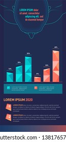 Presentation templates Cover Work brain research statistics report company clinic bright contrast graph infographics. Use for modern keynote presentation background, brochure design, website slider.