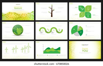 Presentation templates for Ecology concept. Environmental leaflet, brochure, flyer and cover design.