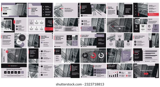 Presentation templates. Elements for infographics on a gray background. Use in presentation, flyer and leaflet, corporate report, marketing, advertising, annual report, banner.